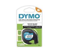 DYMO - SAN91331 91331 LetraTag Labeling Tape for LetraTag Label Makers, Black Print on White Plastic Tape, 1/2'' W x 13' L, 1 Roll