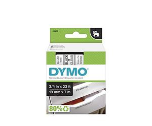 DYMO Standard D1 43610 Labeling Tape (Black Print on Clear Tape, 1/4'' W x 23' L, 1 Cartridge), DYMO Authentic
