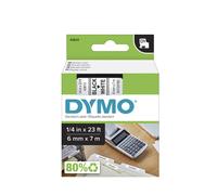 DYMO Standard D1 43613 Labels for LabelManager Label Makers 1/4"""" W x 23' L Black Print on White Tape Self-Adhesive 1 Cartridge