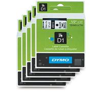DYMO Standard D1 Labeling Tape for Labe lManager Label Makers, Black Print on White Tape, 1/2" W x 23' L, 1 Cartridge (45013) 5 Pack