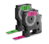 DYMO Standard D1 Labeling Tape for LabelManager Label Makers, Black Print on Neon Tape, 1/2'' W x 10' L, 2 Cartridge Pack (1933238)