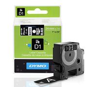 DYMO Standard D1 Labeling Tape for LabelManager Label Makers, White Print on Black Tape, 1'' W x 23' L, 1 Cartridge (53271)
