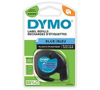 DYMO LetraTag Plastic Labels | Authentic | 12 mm x 4 m Roll | Black Print on Blue Labels | Self-Adhesive Multipurpose Labels for LetraTag Label Makers