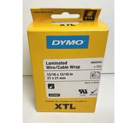 Dymo XTL Laminated Wire/Cable Wrap Black on White 21 X 21mm 1868704 Box Of 6