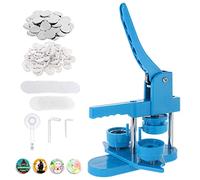 Dyna-Living Button Maker DIY Badge Press Machine with 200 Accessories & Circle Cutter, Rotating Blue Blanks Button Blanks Making Machine, 44mm/1.73in, Plastic