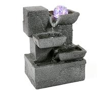 Dyna-Living Indoor Water Fountain,Environmental Resin Meditation Fountain,Tabletop Fountain,Indoor Waterfall Feature with Crystal Ball and Light for Home Office Decor Relaxation 6''X4''X8''