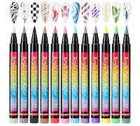 Dynaeuty 12 Color 3D Nail Art Pens Set, Graffiti Nail Dotting Tools Quick Drying Acrylic Paint Pens Drawing Painting Point Liner Pen for Nails Art Design, Nail Pens for Home Salon DIY(B)