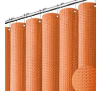 Dynamene Burnt Orange Fabric Shower Curtain - Waffle Weave Textured Heavy Duty Cloth Shower Curtains for Bathroom, 256GSM Hotel Luxury Weighted Bath Curtain Set with 12 Hooks,72x72, Burnt Orange