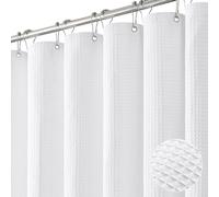 Dynamene Extra Long Shower Curtain, 96 inch Long Waffle Weave Fabric Shower Curtains for Bathroom, Tall Modern Textured Cloth Hotel Luxury Shower Curtain Set, Thin Version, 1 Pack, 72x96, White