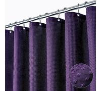 Dynamene Extra Long Shower Curtain,96 Inch Long Waffle Weave Heavy Duty Thick Fabric Bathroom Shower Curtain, Neutral Weighted Hotel Bath Curtain Set with 12 Plastic Hooks,72x96,Purple