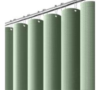 Dynamene Extra Long Waffle Shower Curtain 256 GSM Fabric 72x96 Sage Green