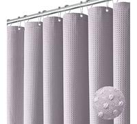 Dynamene Lavender Fabric Shower Curtain - Waffle Weave Textured Heavy Duty Cloth Shower Curtains for Bathroom, 256GSM Hotel Luxury Weighted Bath Curtain Set with 12 Hooks,72x72, Lavender