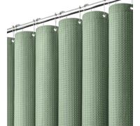 Dynamene Stall Fabric Shower Curtain - 36x72 Waffle Weave Weighted Cloth Shower Curtains for Bathroom, Neutral Heavy Duty Hotel Spa Luxury Bath Curtain Set with 6 Plastic Hooks,Sage Green