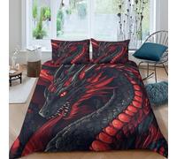 Dynamic 3D Printed Dragon Duvet Cover Microfiber Bedroom Decor Fierce Dragon Bedding Set for Adults/Teens Soft Breathable Art Gift King（220x240cm）