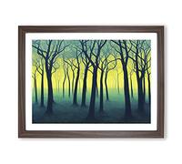 Dynamic Abstract Forest Framed Print | A3 Walnut Framed Wall Art | Ready to Hang | Abstract Landscape Picture | Living Room Bedroom Lounge Office