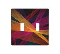 Dynamic Abstract Intersecting Lines Pink Yellow Double Gang Toggle Light Cover Wall Plate Switch Decor Standard Size - 11.4x11.4cm