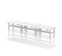 Air 1600 x 600mm Height Adjustable 6 Person Bench Desk White Top with Cable Port