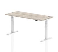 Air Dynamic Air 1800 x 800mm Height Adjustable Desk Grey Oak Top Cable Ports Whi