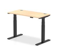 Air 1200x600mm Height Adjustable Desk Maple Top Cable Ports Black Leg