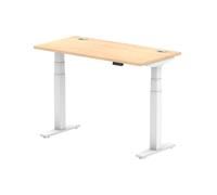 Air 1200x600mm Height Adjustable Desk Maple Top Cable Ports White Leg