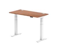 Air 1200x600mm Height Adjustable Desk Walnut Top Cable Ports White Leg