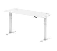 Air 1600x600mm Height Adjustable Desk White Top Cable Ports White Leg