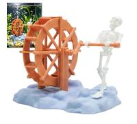 Dynamic Aquarium Skeleton, Creative Fish Tank Skeleton Ornament, Realistic Bone Aquarium Decoration with Rotating Water Wheel, Small Bone Oxygenating Fish Tank Decoration, for Aquariums Accessories