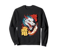 Dynamic Asian Dragon Art with Kanji and Fiery Aura Sweatshirt