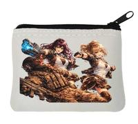 Dynamic Battle Scene with Fierce Fighters Neoprene Coin Purse Pouch 10x11cm White