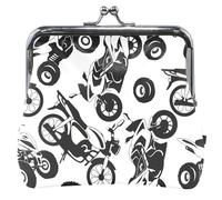 Dynamic Bikes White Wallet for Men and Women Leather Kiss Lock Buckle Small Coin Purse Dynamic Bikes White, OneSize, Dynamic Bikes White, OneSize, Classic