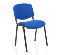 ISO Stacking Chair Blue Fabric Black Frame Without Arms