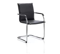 Dynamic BR000178 Echo Bonded Leather Visitor Cantilever Chair with Arms - Black