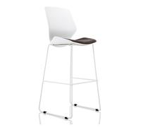 Florence White Frame High Stool Grey Fabric