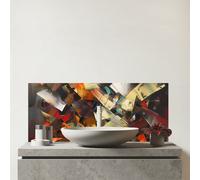 Dynamic Chaos: Energy Unleashed Glass Bathroom Splashback Warren Reed - Designer Multi One Size