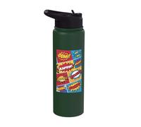 Dynamic Comic Book Explosive Action Words Design Stainless Steel Insulated Water Bottle