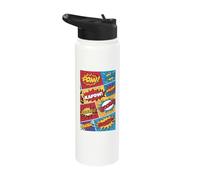 Dynamic Comic Book Explosive Action Words Design Stainless Steel Insulated Water Bottle