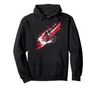 Dynamic Cyclist in Motion - Red Accents Pullover Hoodie