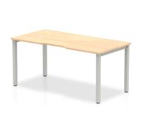 Evolve Plus 1600mm Single Starter Desk Maple Top Silver Frame BE129