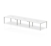 Evolve Plus 1400mm Back to Back 6 Person Desk White Top Silver Frame BE291