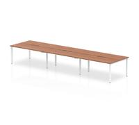 Evolve B2B White Frame Bench Desk 1400 Walnut (6 Pod) - BE272