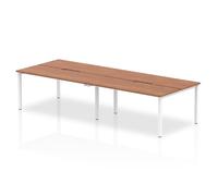 Evolve B2B White Frame Bench Desk 1400 Walnut (4 Pod) - BE232