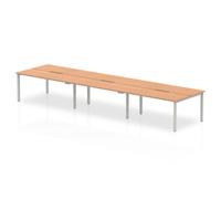 Evolve Plus 1400mm Back to Back 6 Person Desk Oak Top Silver Frame BE295