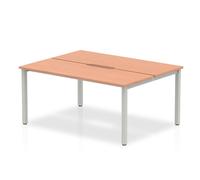 Evolve Evolve Plus 1400mm Back to Back 2 Person Desk Beech Top Silver Frame BE17
