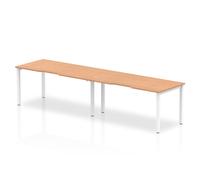 Evolve Plus 1200mm Single Row 2 Person Office Bench Desk Oak Top Silver Frame