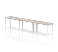 Evolve Plus 1200mm Single Row 3 Person Desk Grey Oak Top White Frame