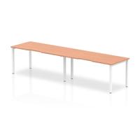 Evolve Plus 1400mm Single Row 2 Person Office Bench Desk Beech Top Silver Frame