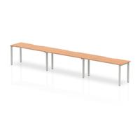 Evolve Single Silver Frame Bench Desk 1200 Oak (3 Pod) - BE420