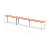 Evolve Single Silver Frame Bench Desk 1200 Beech (3 Pod) - BE418