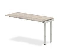 Evolve Plus 1400mm Single Row Office Bench Desk EXT Kit Grey Oak Top Silver Fram
