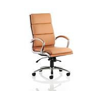 dynamic Synchro Tilt Executive Chair with Armrest and Adjustable Seat High Back Classic Bonded Leather Tan